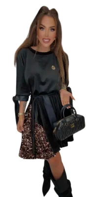 sukienka welurowa czarna lola bianka