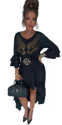 sukienka lola bianka czarna elegancka skrzydła