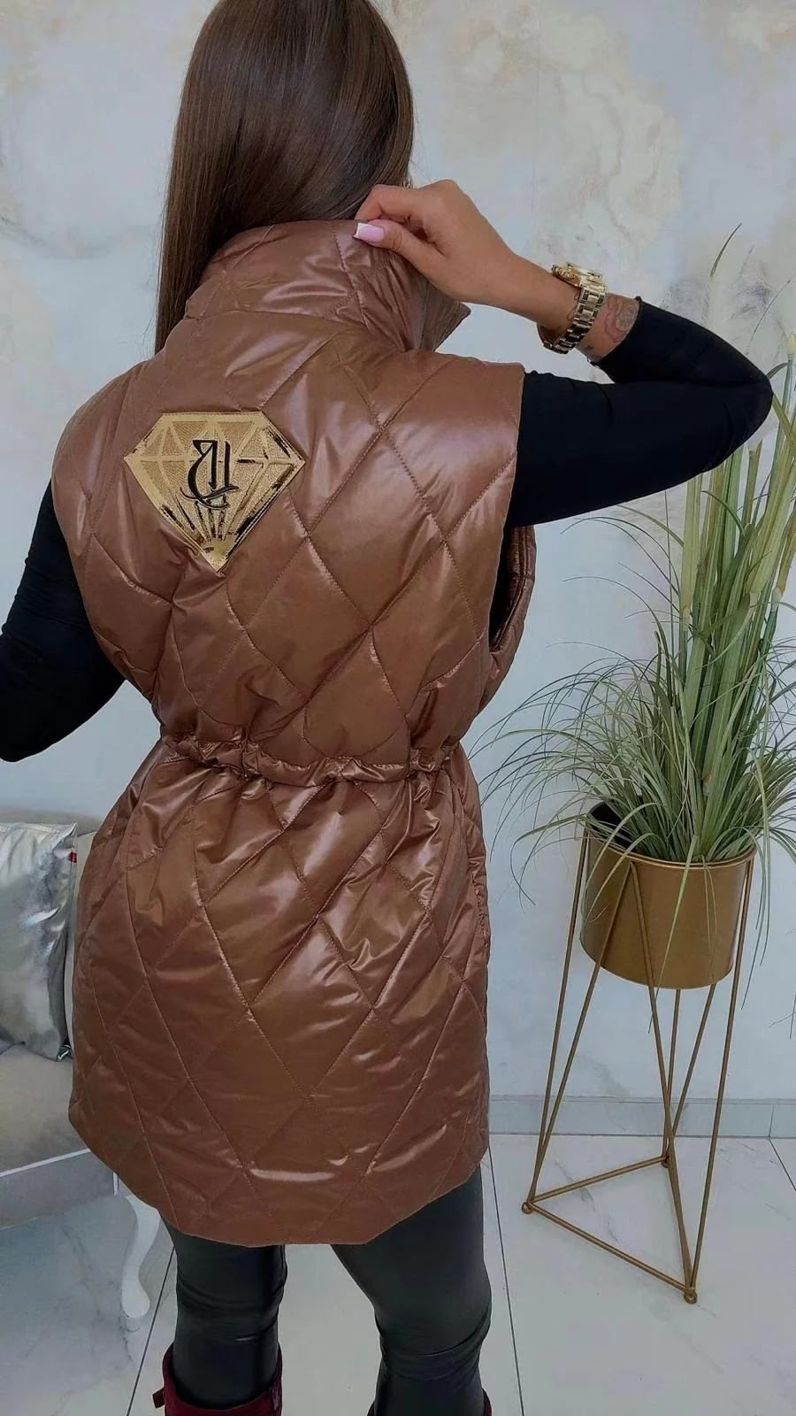 Bezrękawnik Lola Bianka kamizelka brązowa - obrazek 2