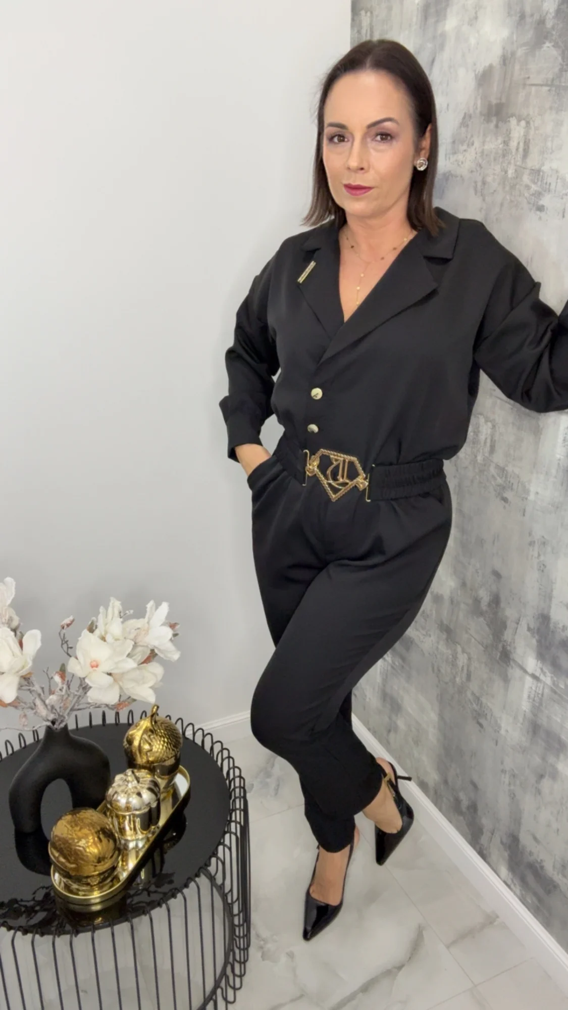 Kombinezon czarny Lola Bianka elegancki - obrazek 4