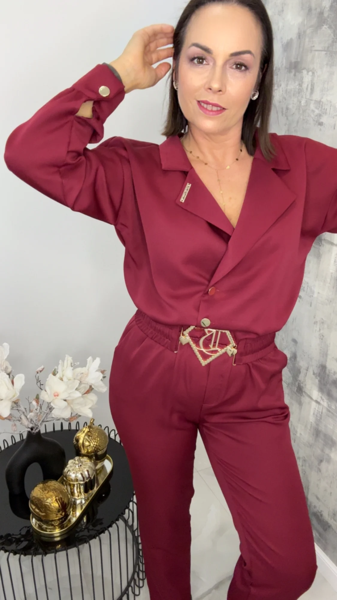 Kombinezon Lola Bianka bordowy elegancki - obrazek 3