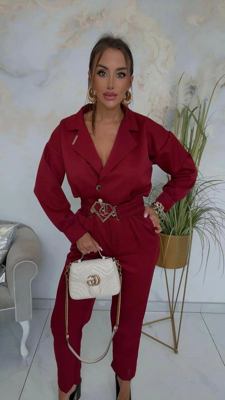 Kombinezon Lola Bianka bordowy elegancki - obrazek 10