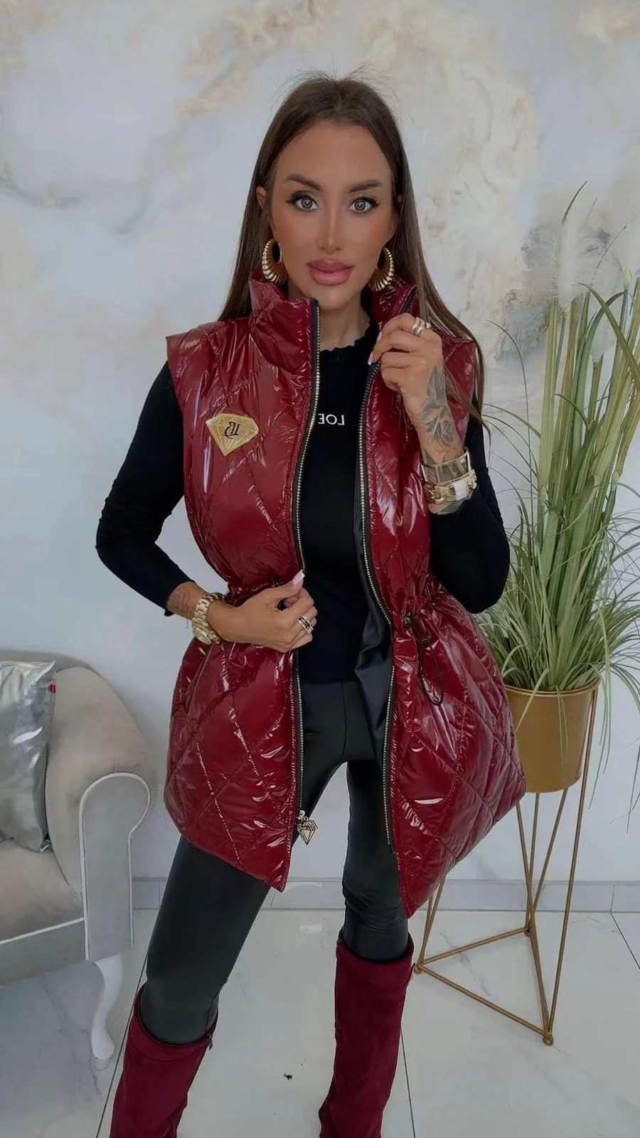 Bezrękawnik Lola Bianka bordowa kamizelka SALE - obrazek 3