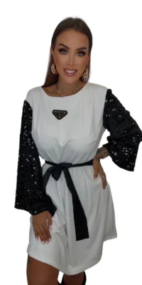 sukienka welurowa biała lola bianka