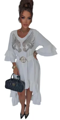 sukienka hiszpanka biała z paskiem lola bianka skrzydła