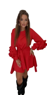 sukienka lola bianka czerwona z róża elegancka