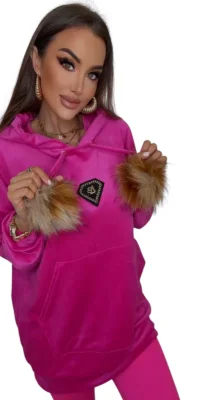 bluza welurowa różowa lola bianka