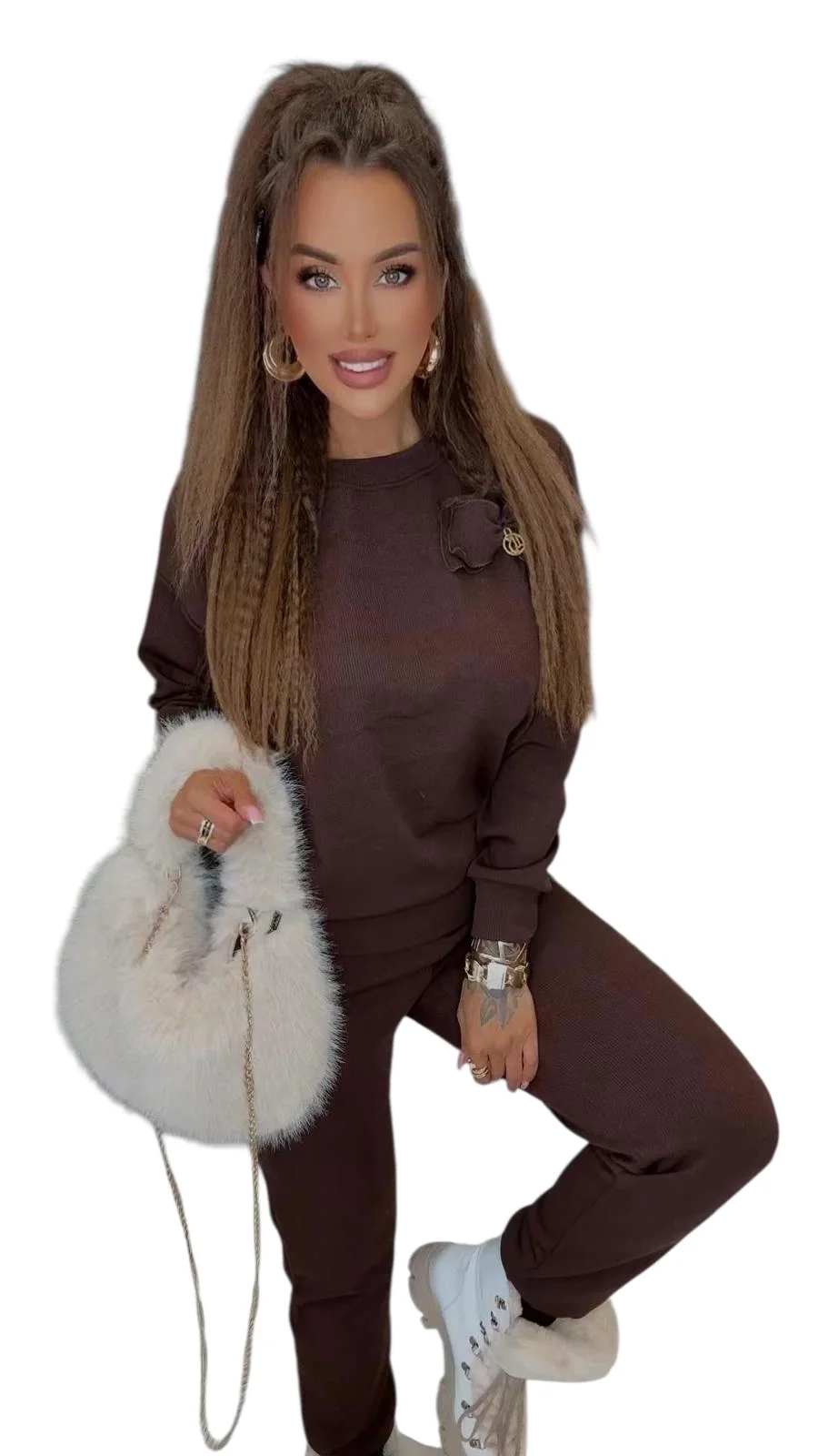 dres czekoladowy lola bianka odzież damska premium