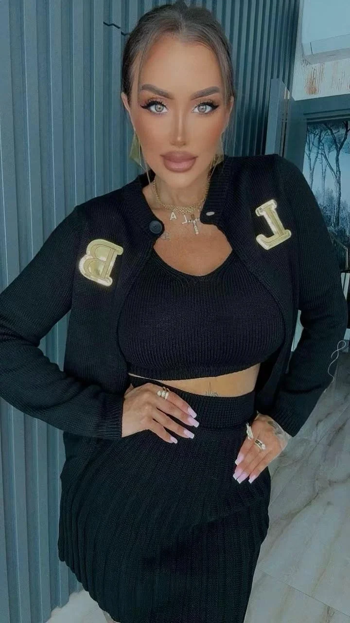 Komplet Lola Bianka czarny dzianinowy - obrazek 3