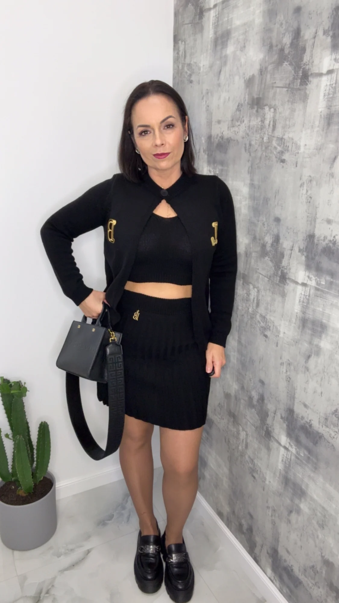 Komplet Lola Bianka czarny dzianinowy - obrazek 5