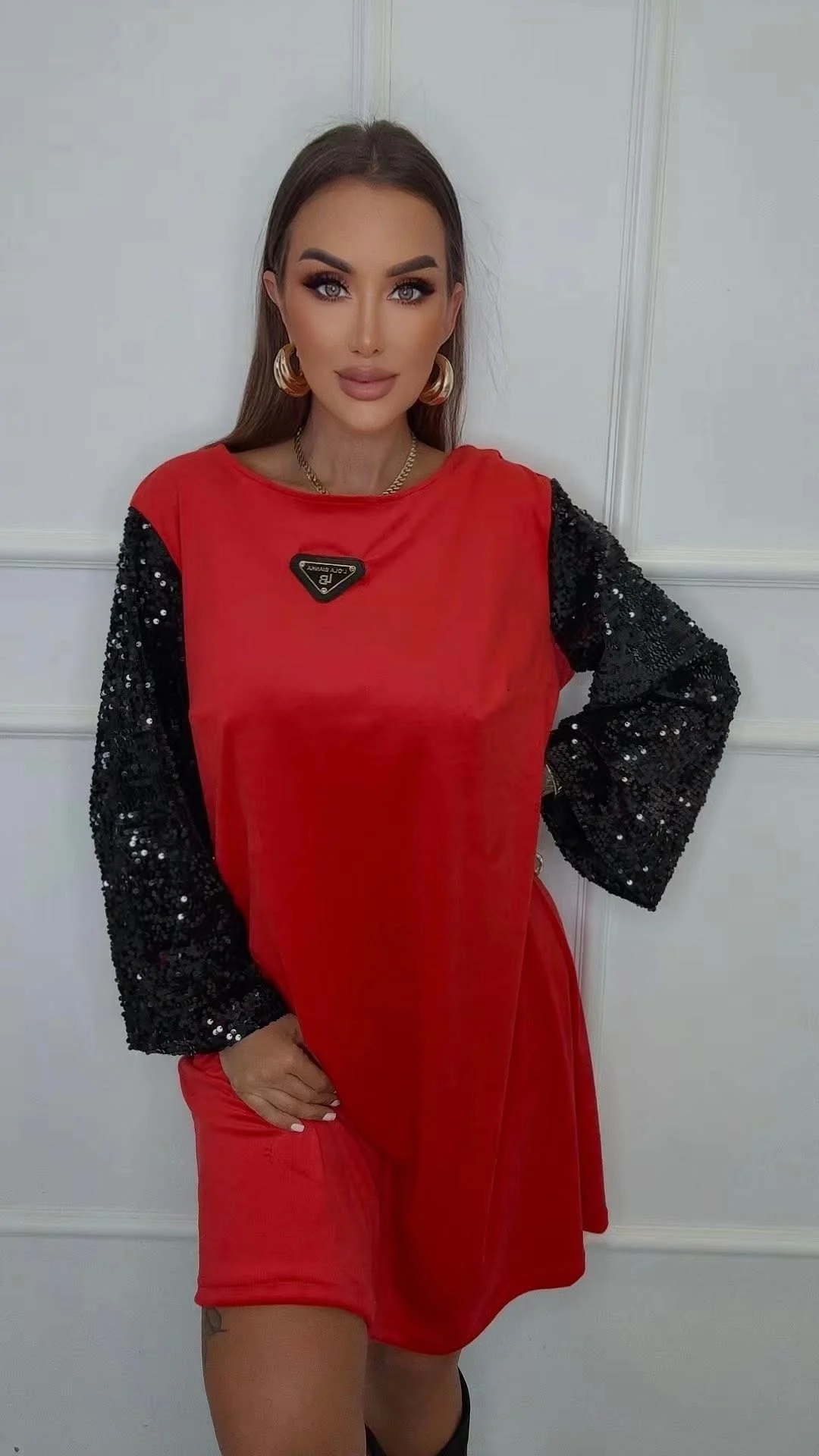 Sukienka Lola Bianka welurowa czerwona z kokardą - obrazek 2