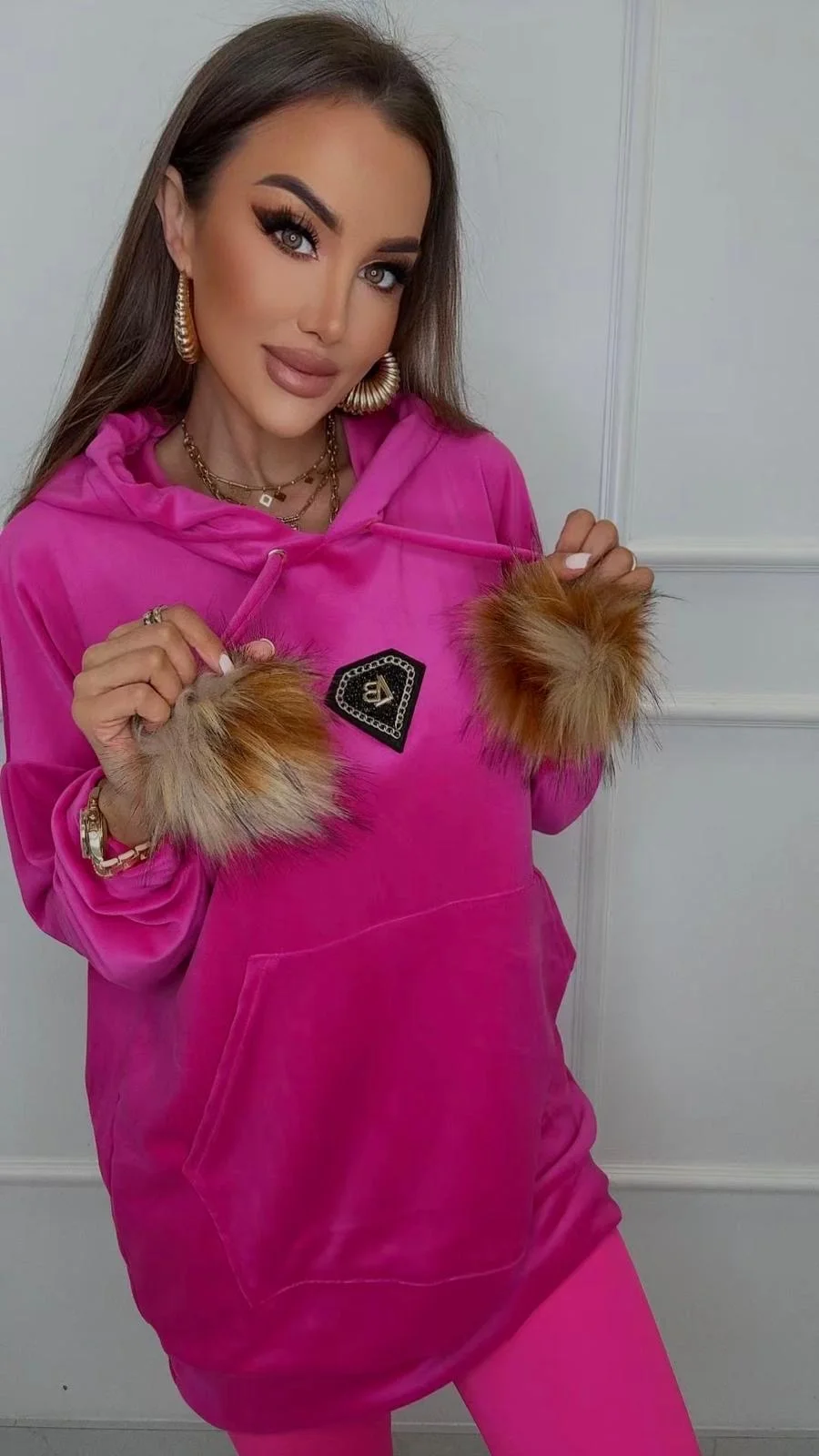 Bluza Lola Bianka bluza welurowa różowa - obrazek 2